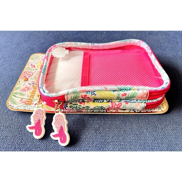 Wondering Moon TECH Organizer Seashell Mermaid Palm Travel Phone Ear Bud Storage - Picture 1 of 5
